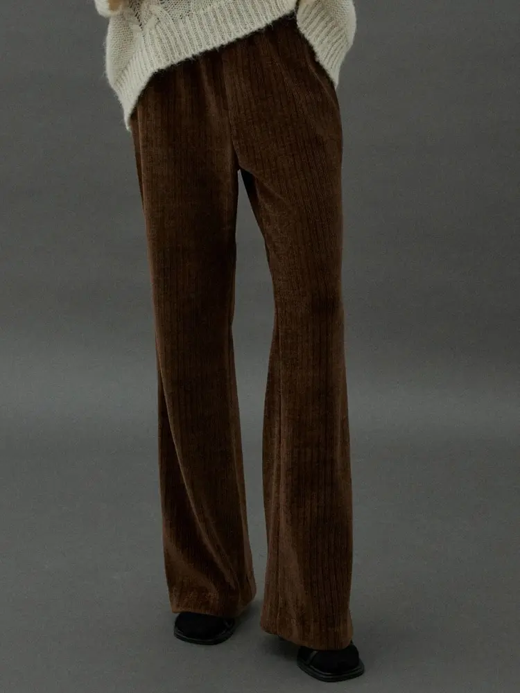 VELOUR CUT PANTS - BROWN