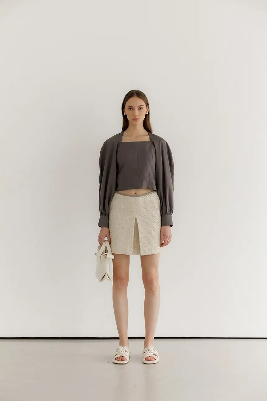 Checker Tweed Mini Skirt (Natural)