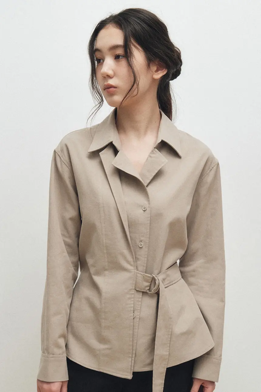Belted Trench Shirt (Beige)