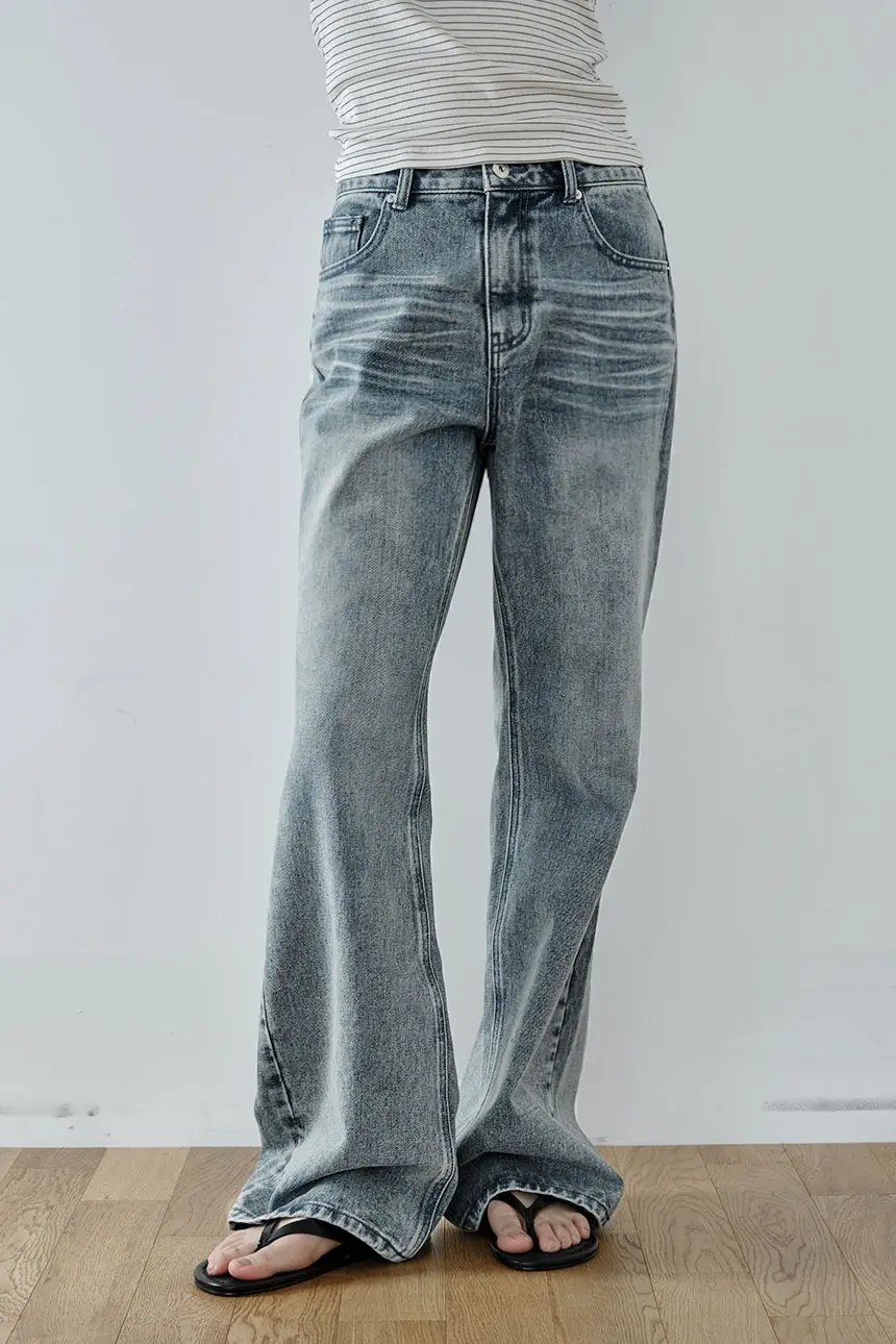 Washed Bootcut Jeans (Blue)