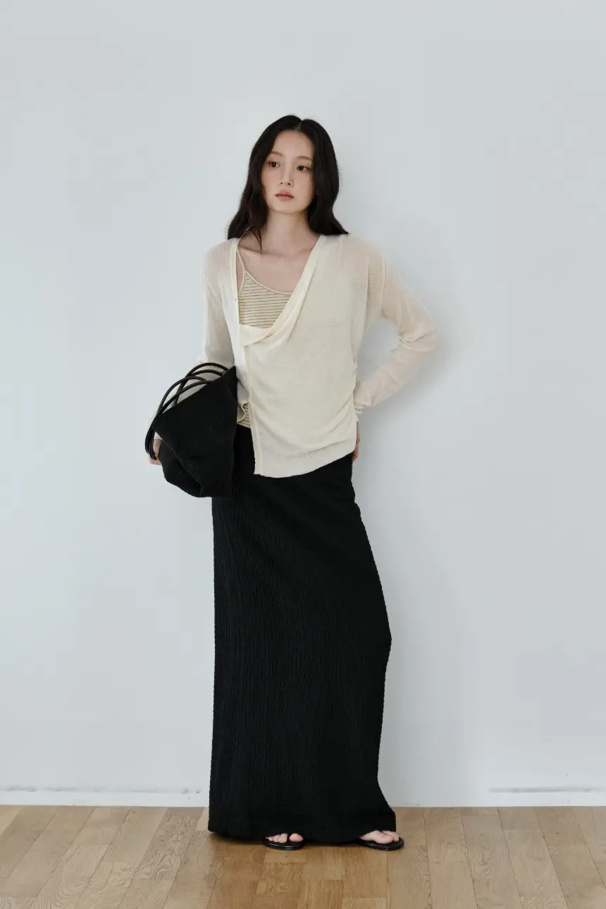 Asymmetric Drape Cardigan (Natural)
