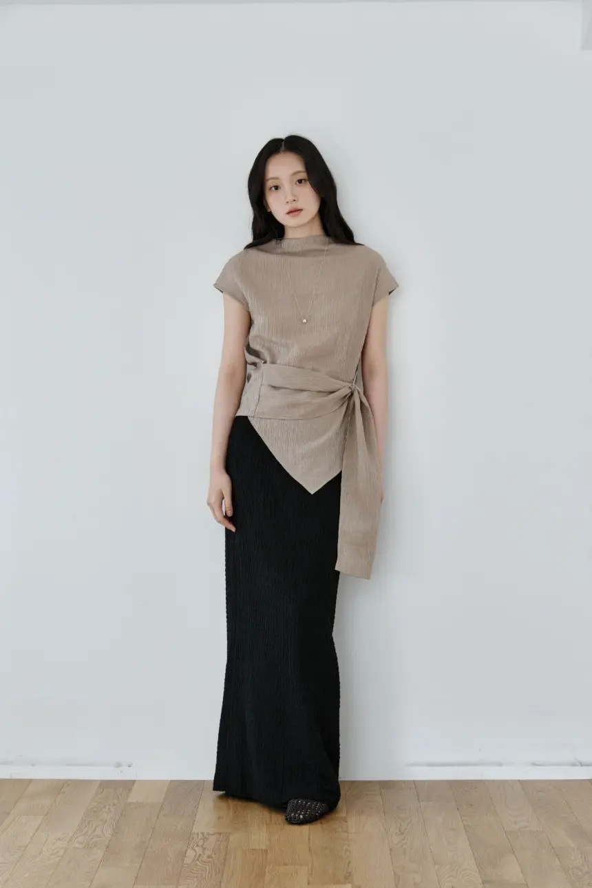 Wrap-Tie Blouse (Beige)