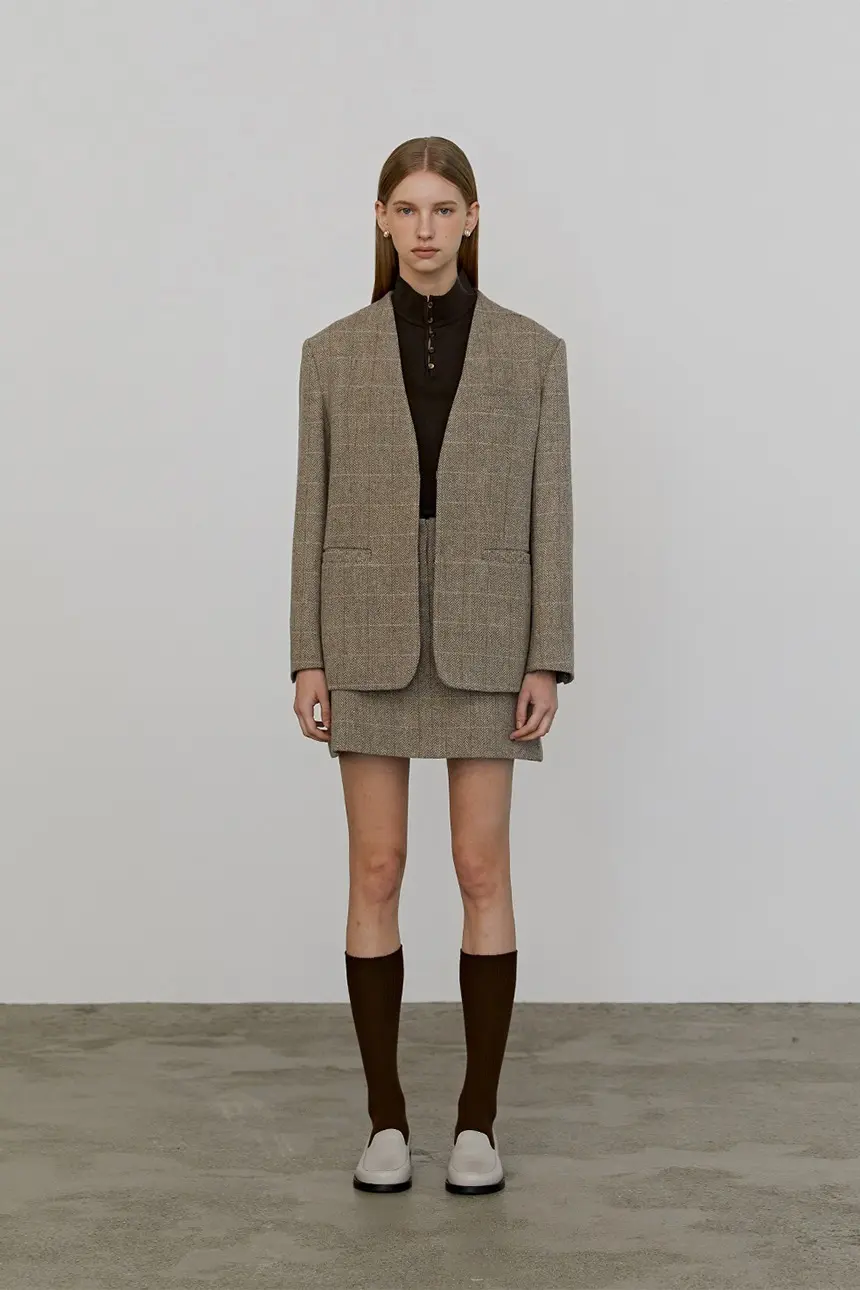 Wool Checker Jacket (Gray)