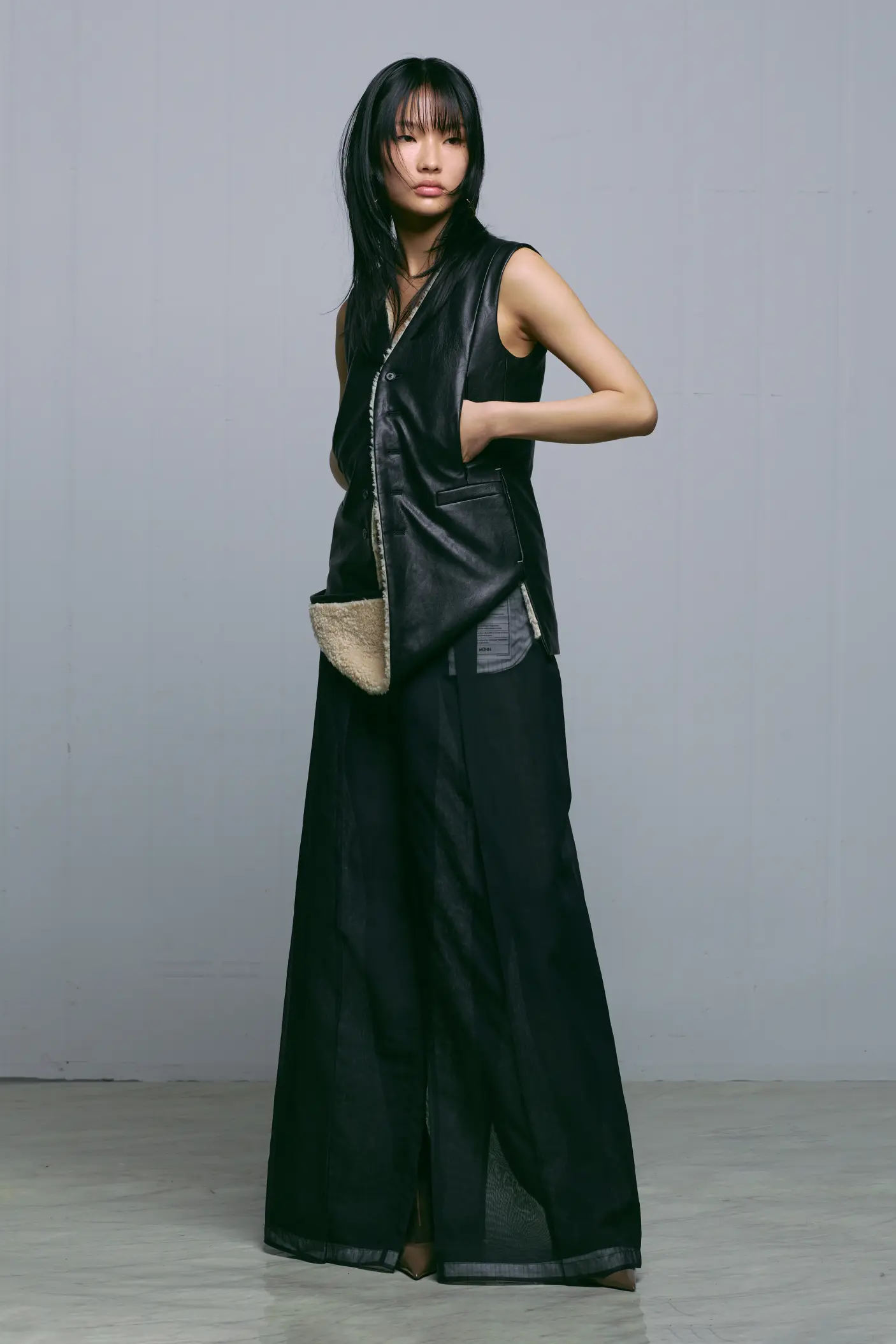Black Seethrough Maxi Trouser Skirt