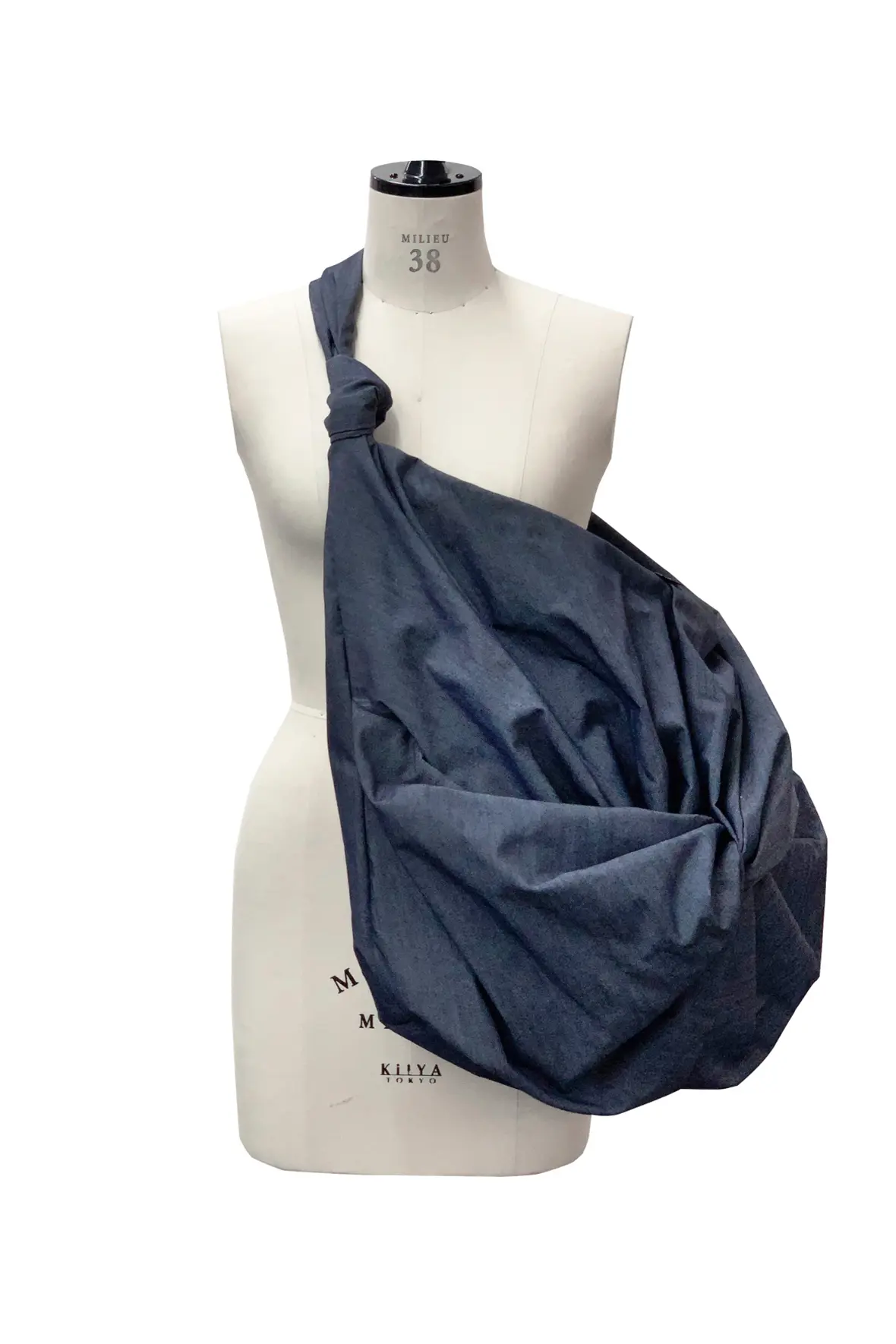 Nylon Denim Twisted Knot Crossbody Maxi Bag