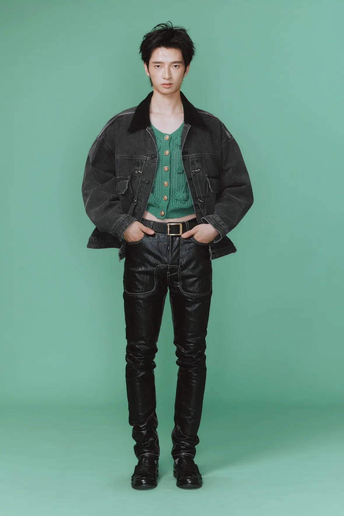 O-Ring Tucked Oversize Denim Trucker