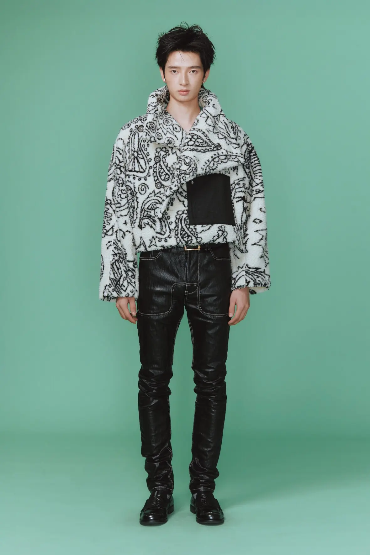 Dolman Sleeve Paisley Shearling Jacket