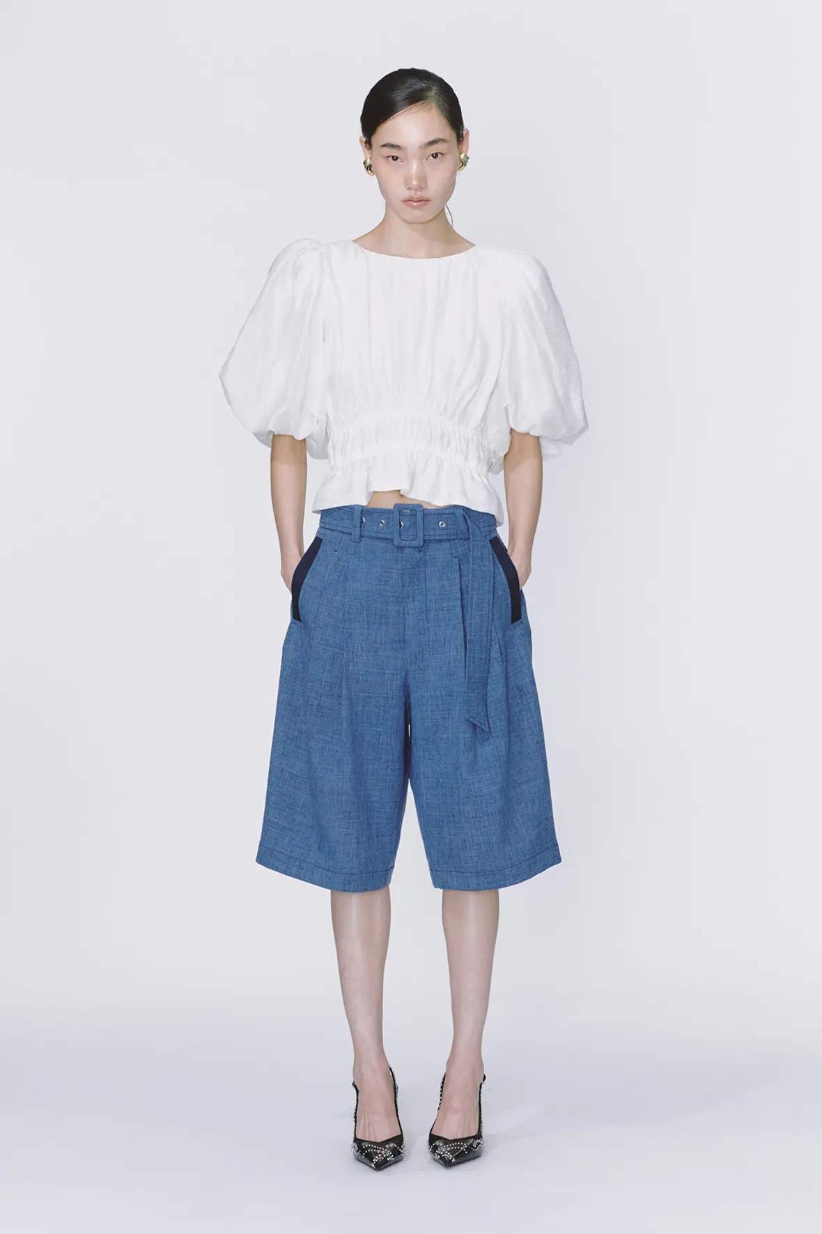 Balloon Sleeve Tiered Blouse