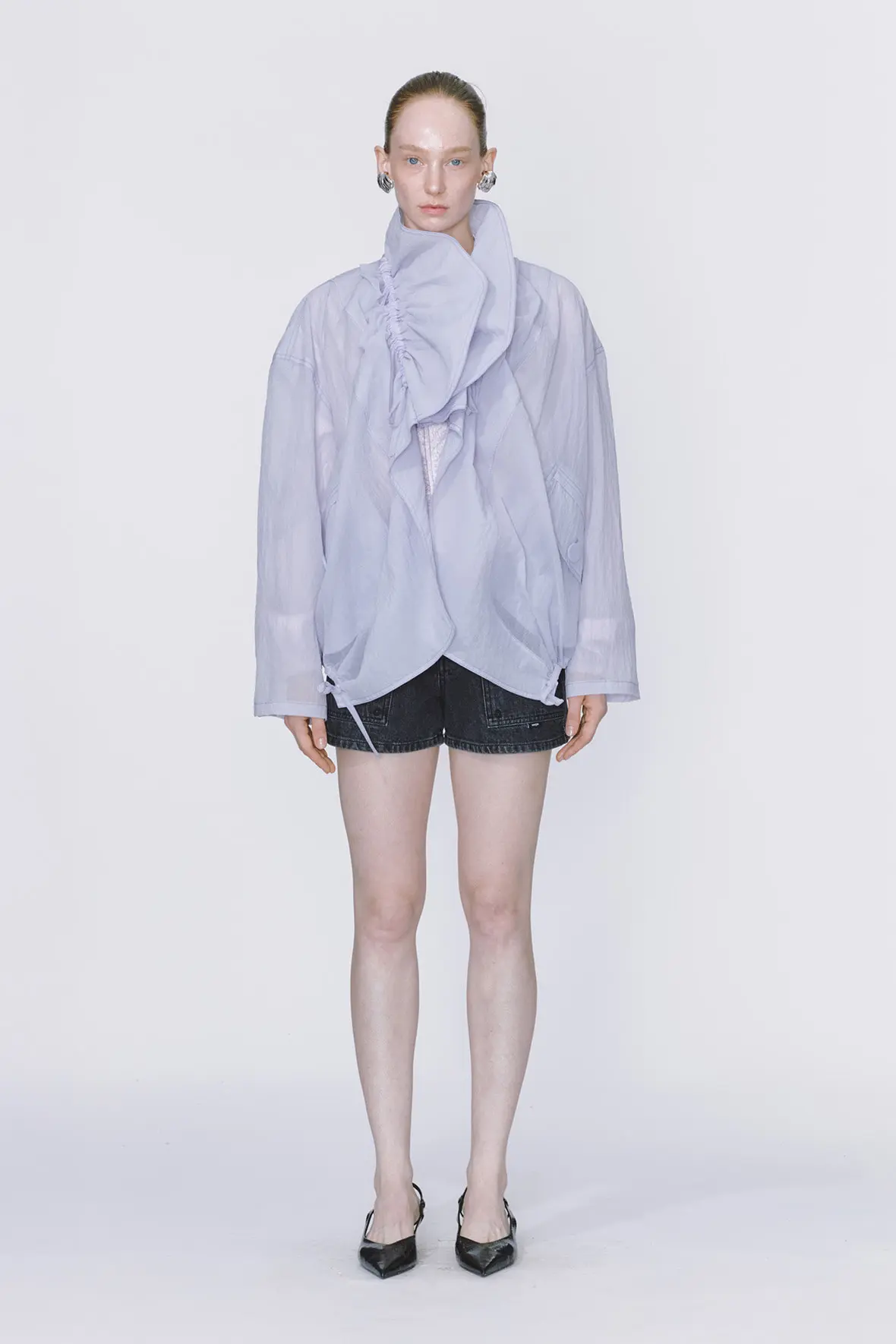 Oversized Drawstring Shawl Collar Jumper