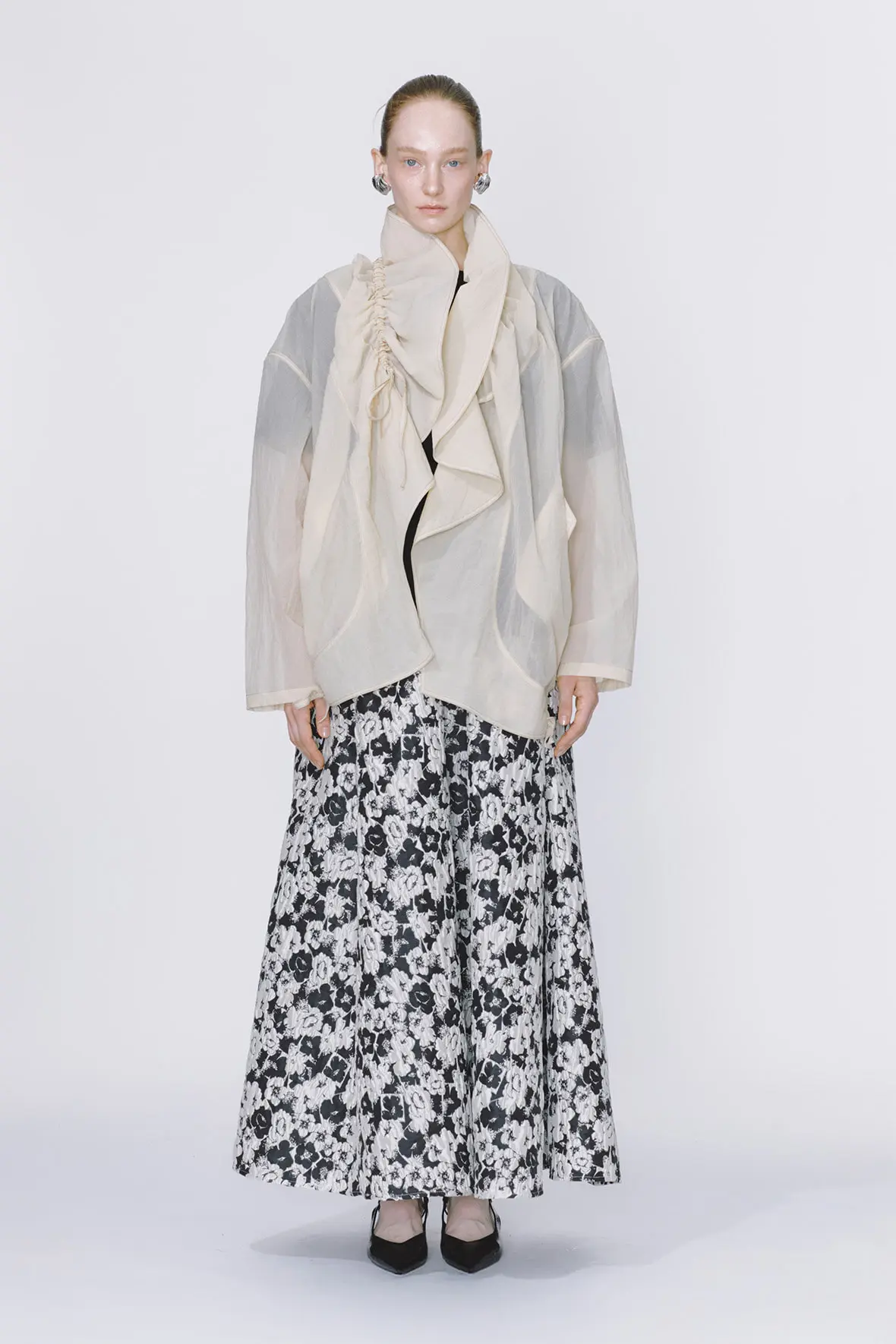 Oversized Drawstring Shawl Collar Jumper
