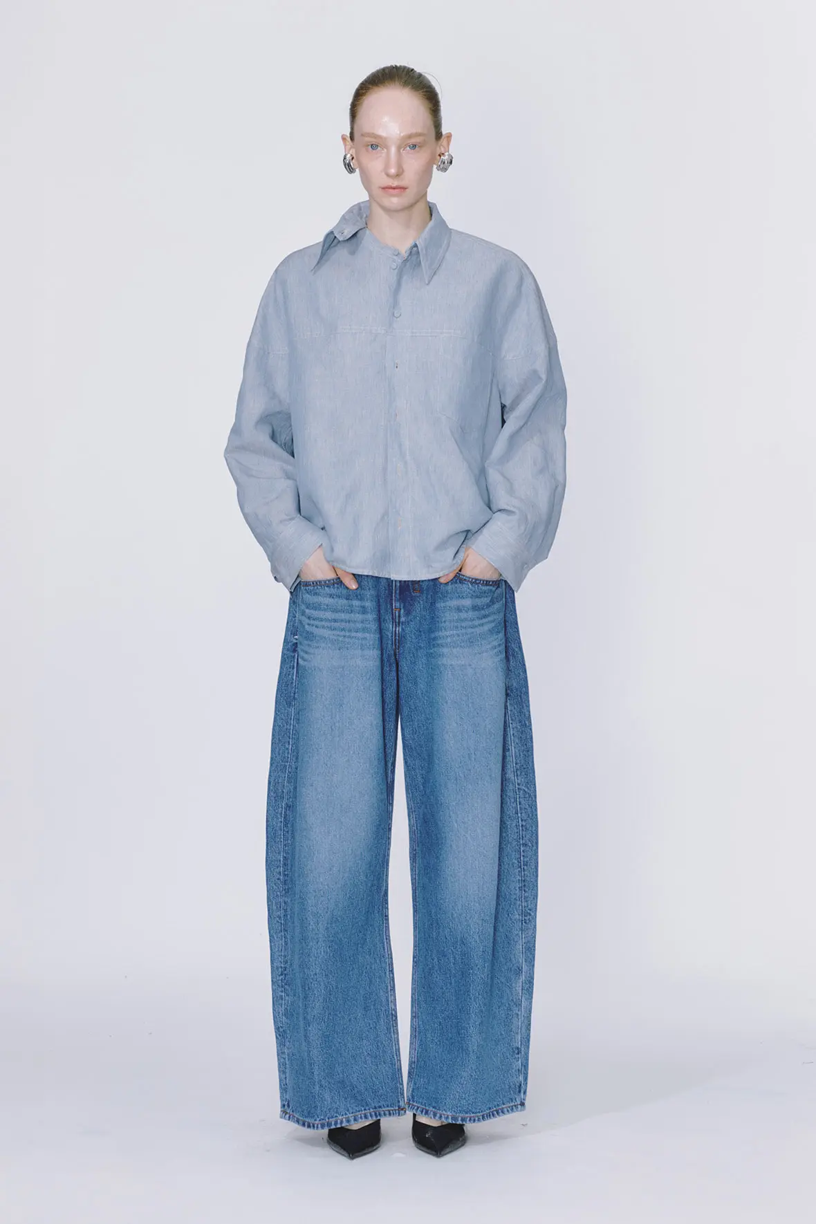Half And Half Detachable Collar Shircket