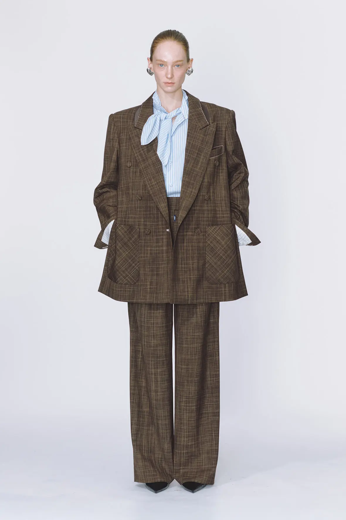 Möbius Peak Lapel Side Slit Double Breasted Blazer