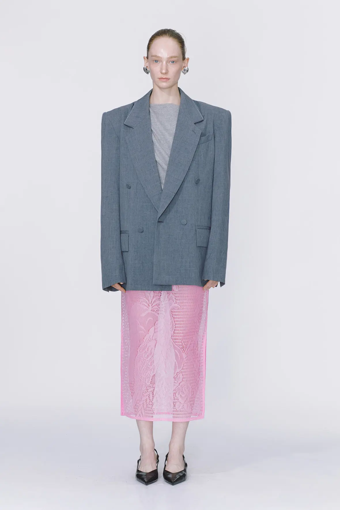 Loose Fit Möbius Notch Lapel Double Breasted Blazer