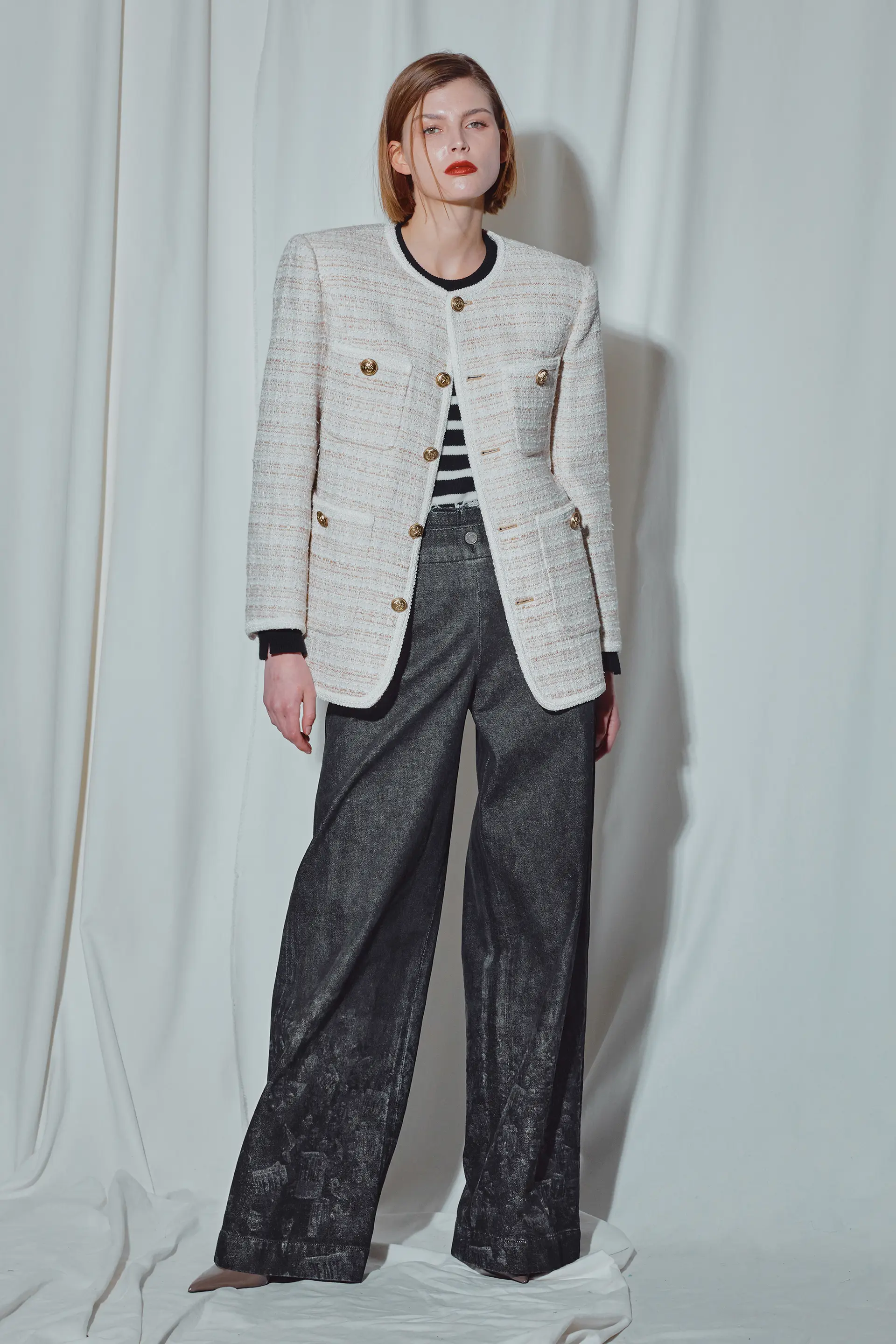 Black Laserwashed Raw Cut Sailor Pants