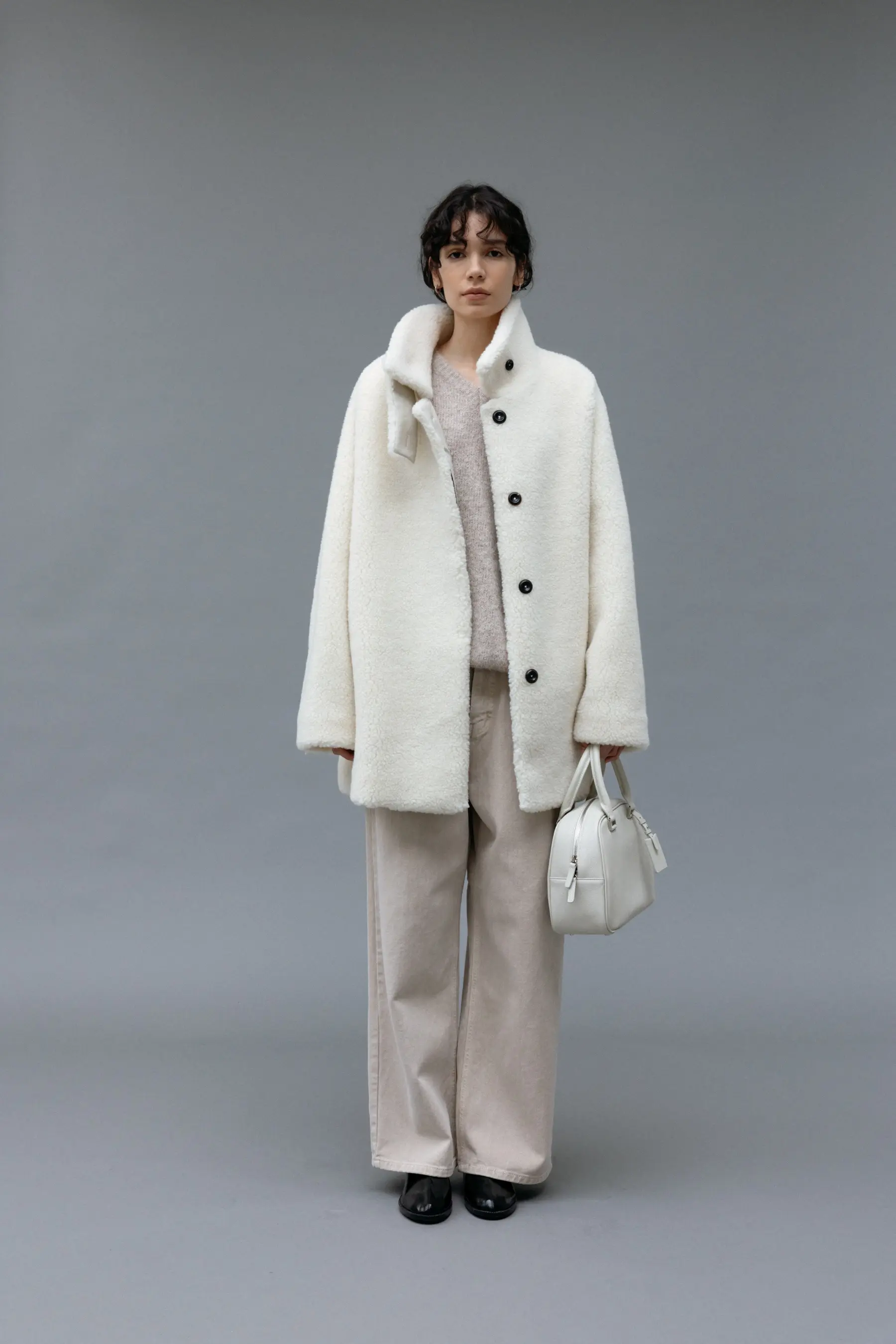 Shearling Half Coat (Ivory)