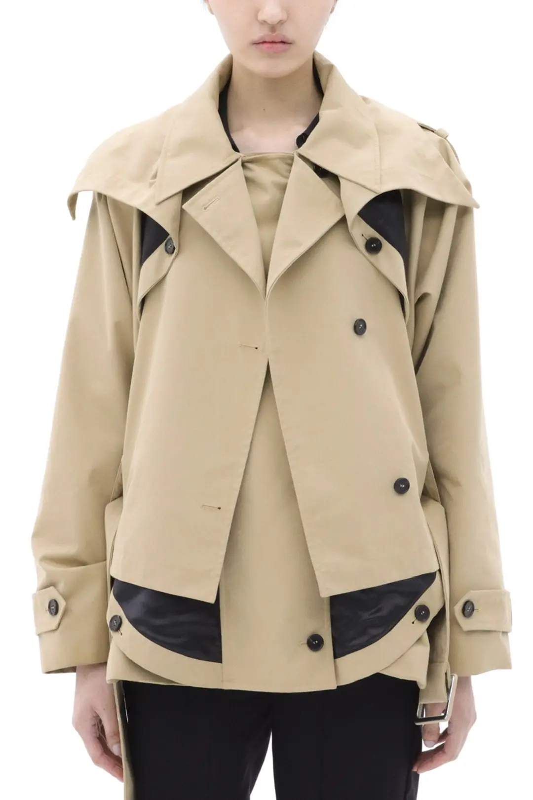 Draping fold trench coat (Beige)