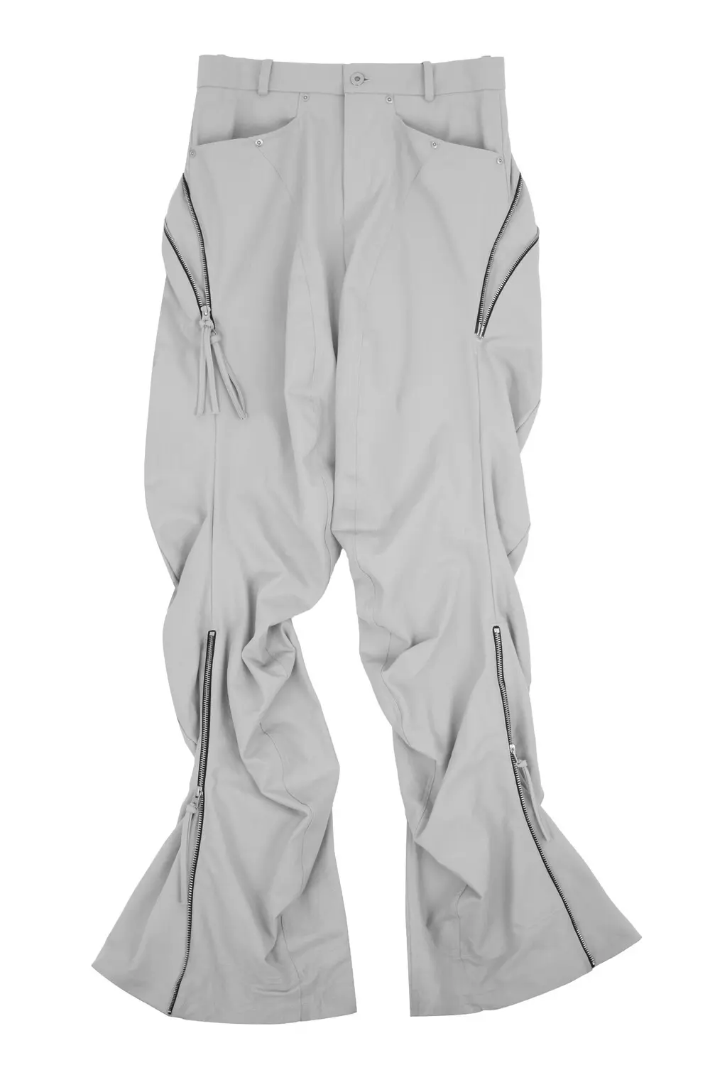 Zip Wave Bootcut Pants (White)