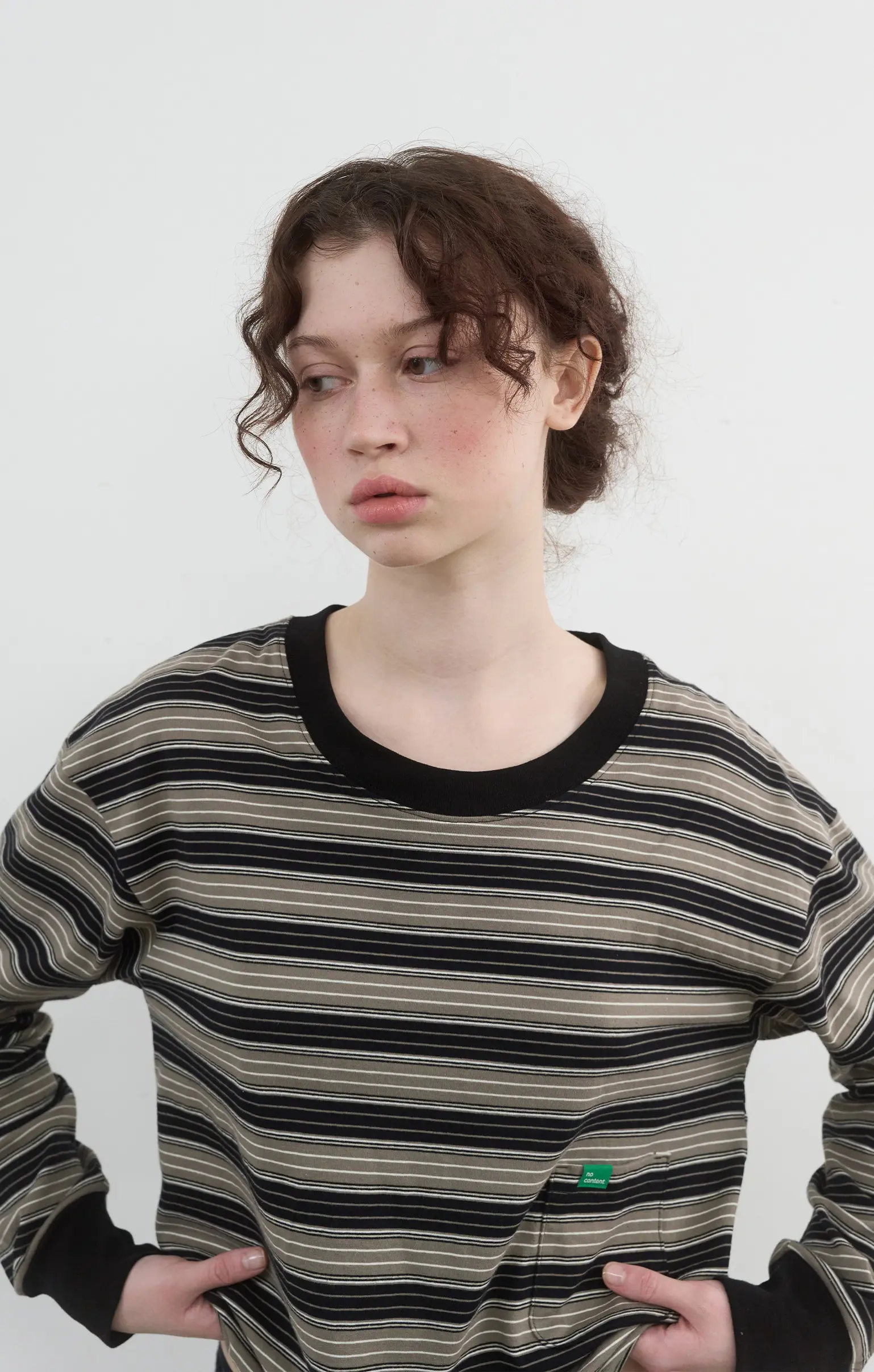 Stripe Pocket Long T (Khaki)