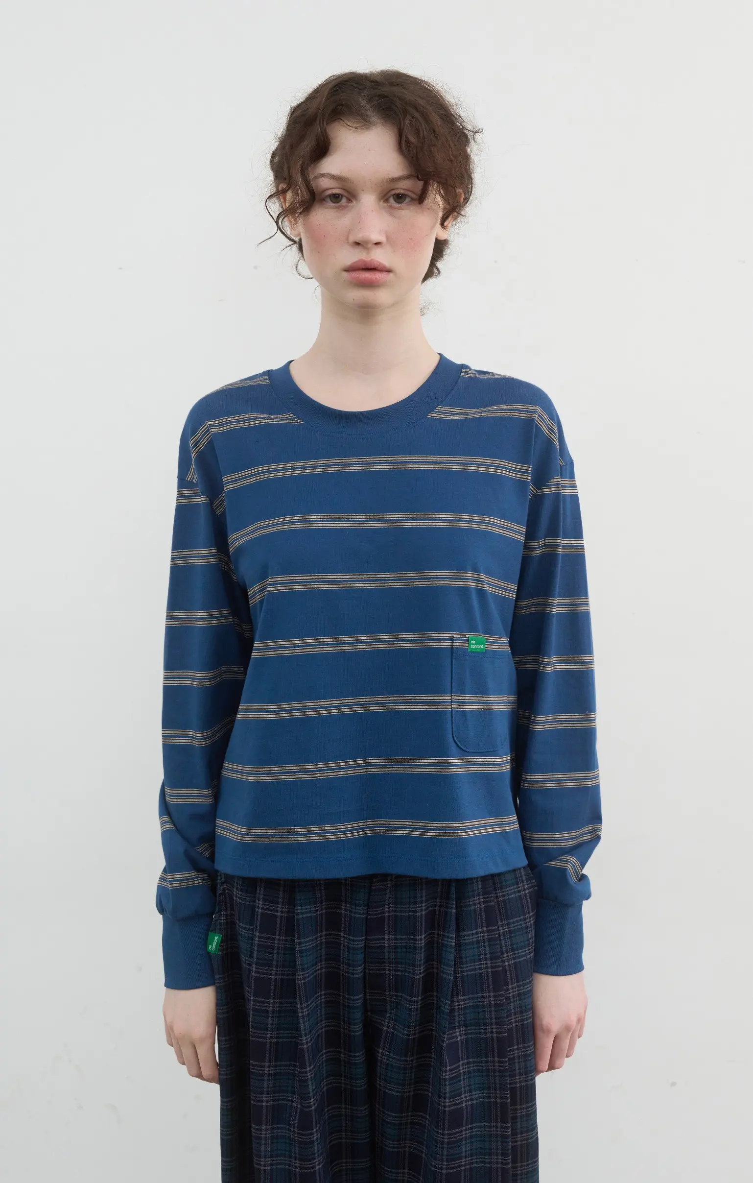 Stripe Pocket Long T (Deep Blue)