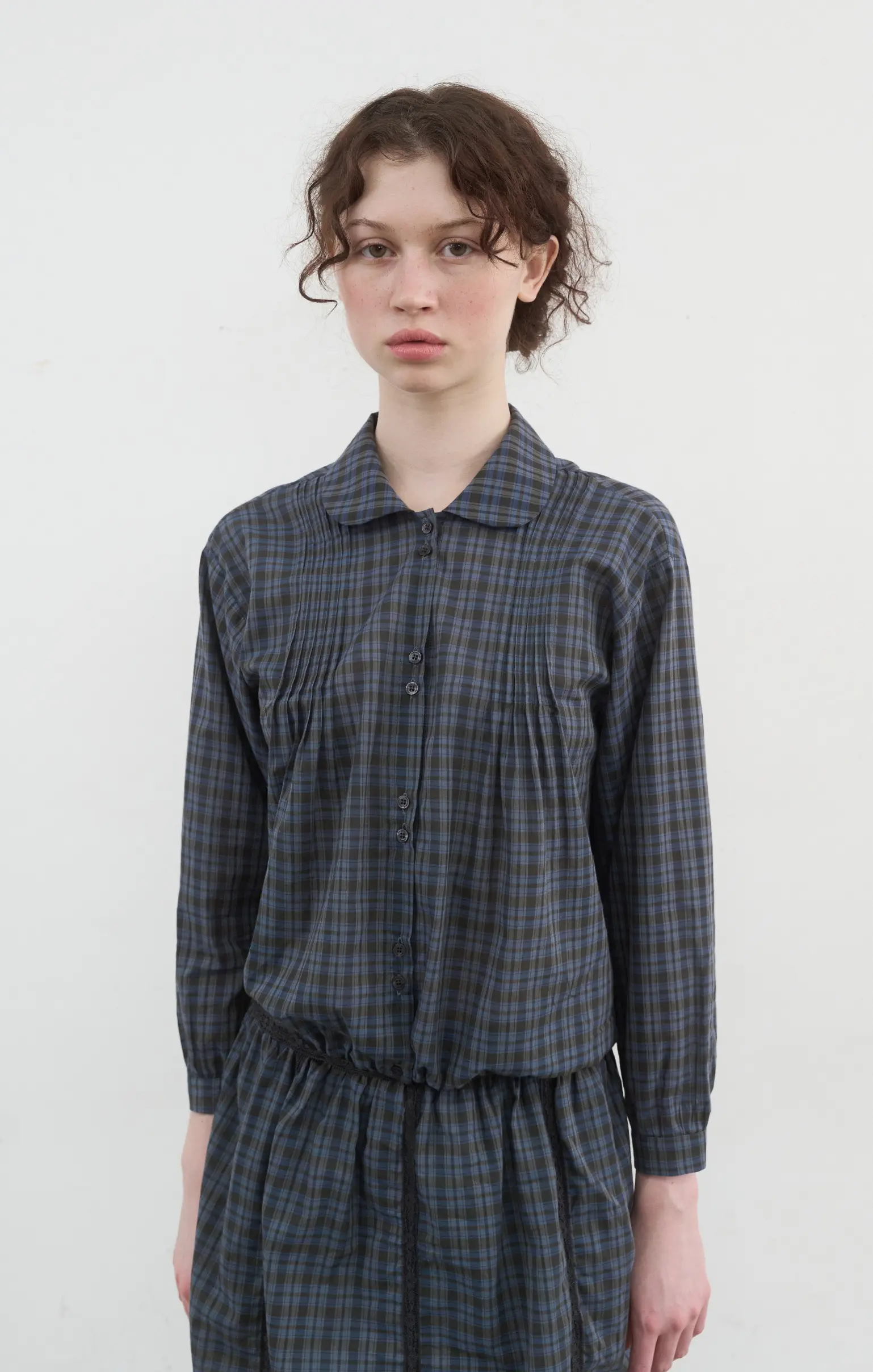 Breezy Cotton Blouse (Navy)