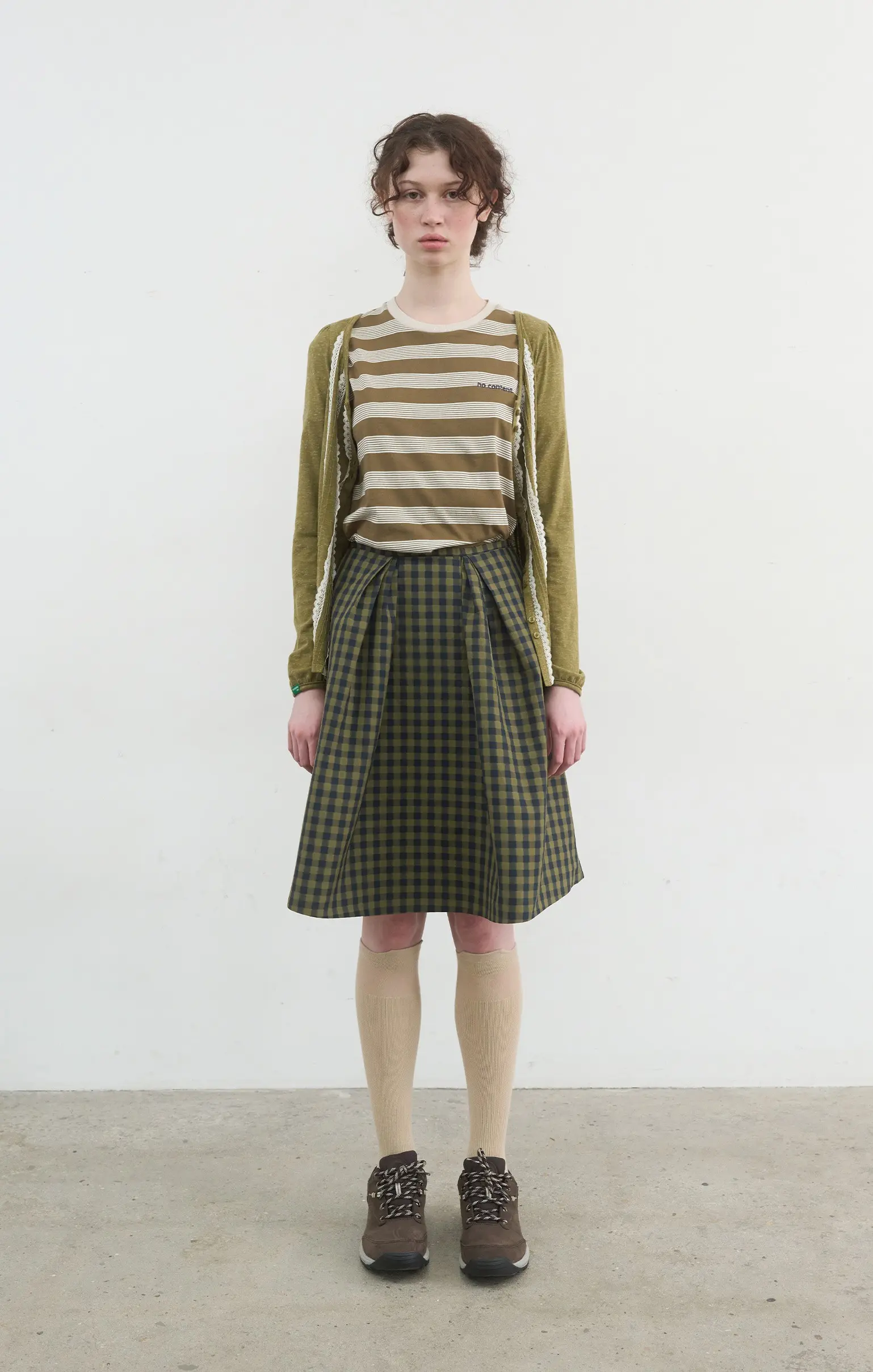 Tile Check Skirt (Olive Check)