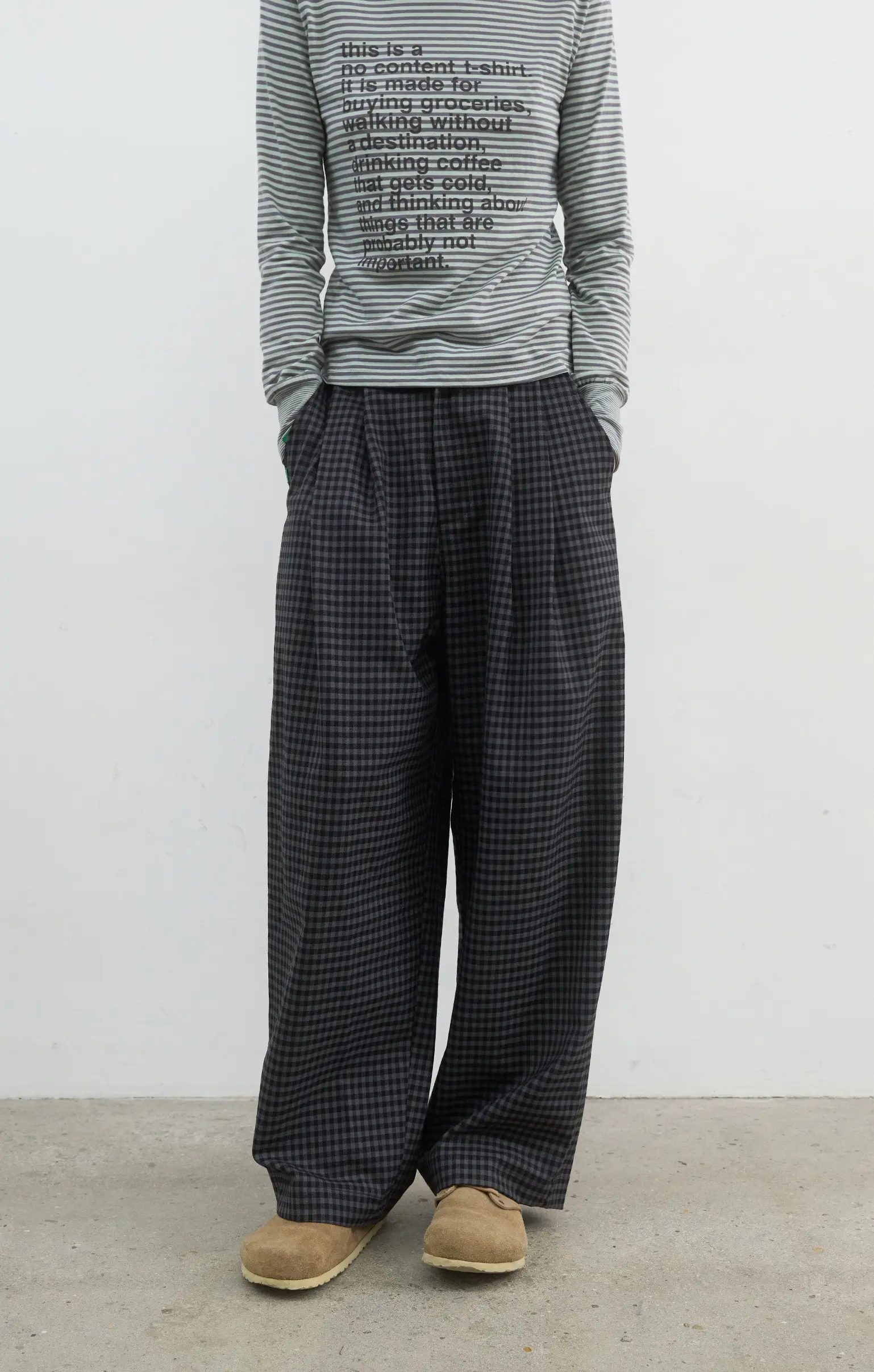 Check Wide Pants (Black)