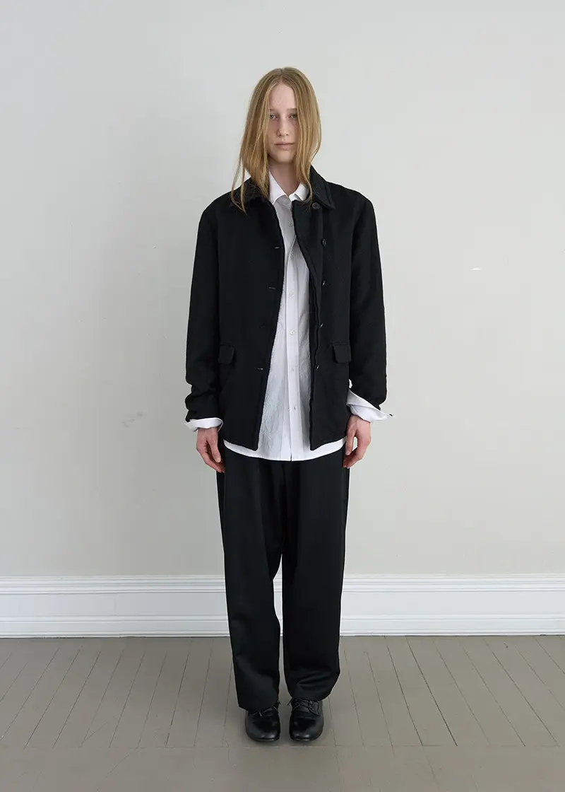 Classic Banding Wool Slacks (Black)