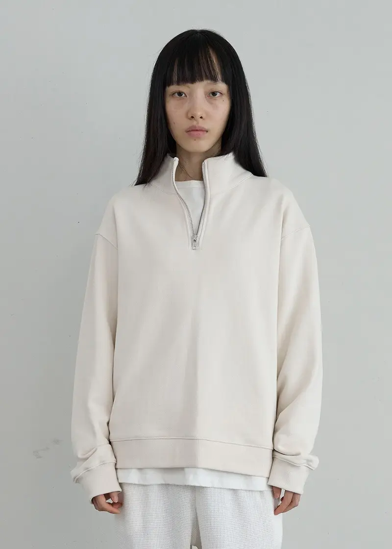 Classic Half Zip Sweatshirt (Ecru)