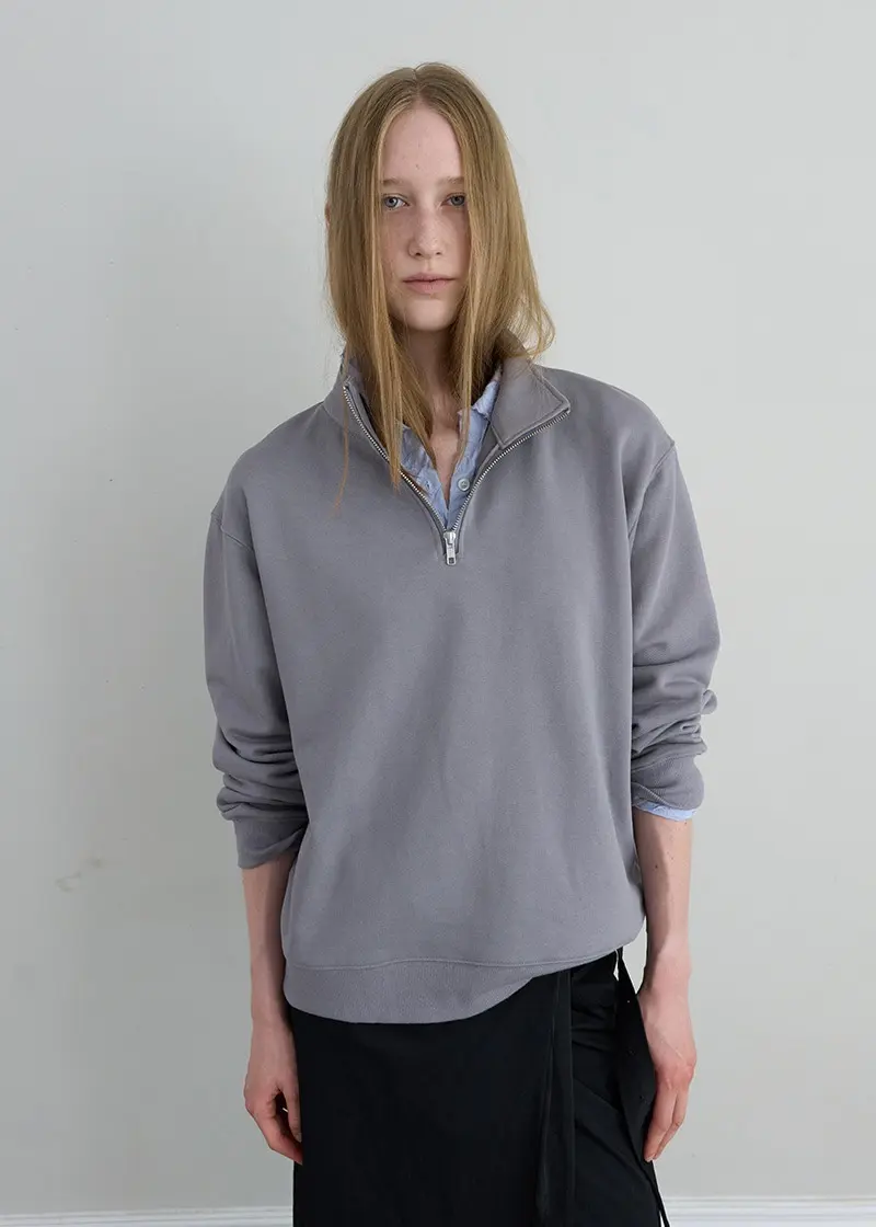 Classic Half Zip Sweatshirt (Purple Grey)