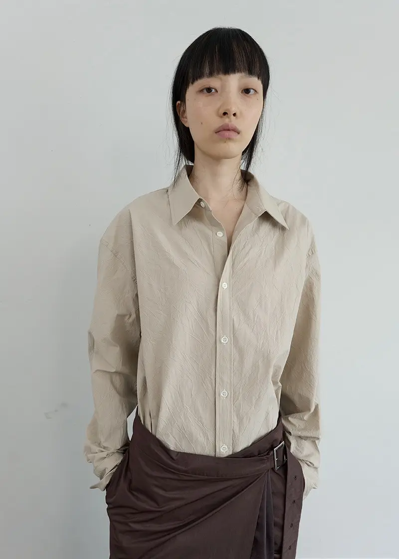 Classic Wrinkled Shirt (Beige)