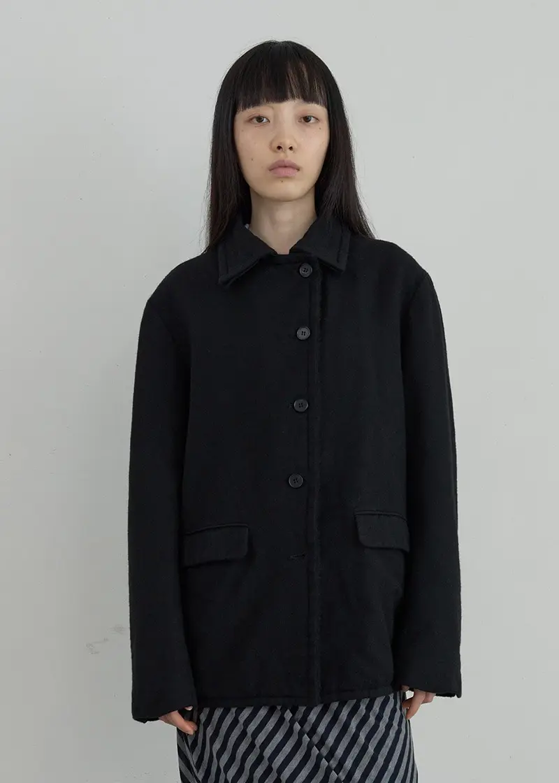 Garment Washed Wool Jacket (Black)