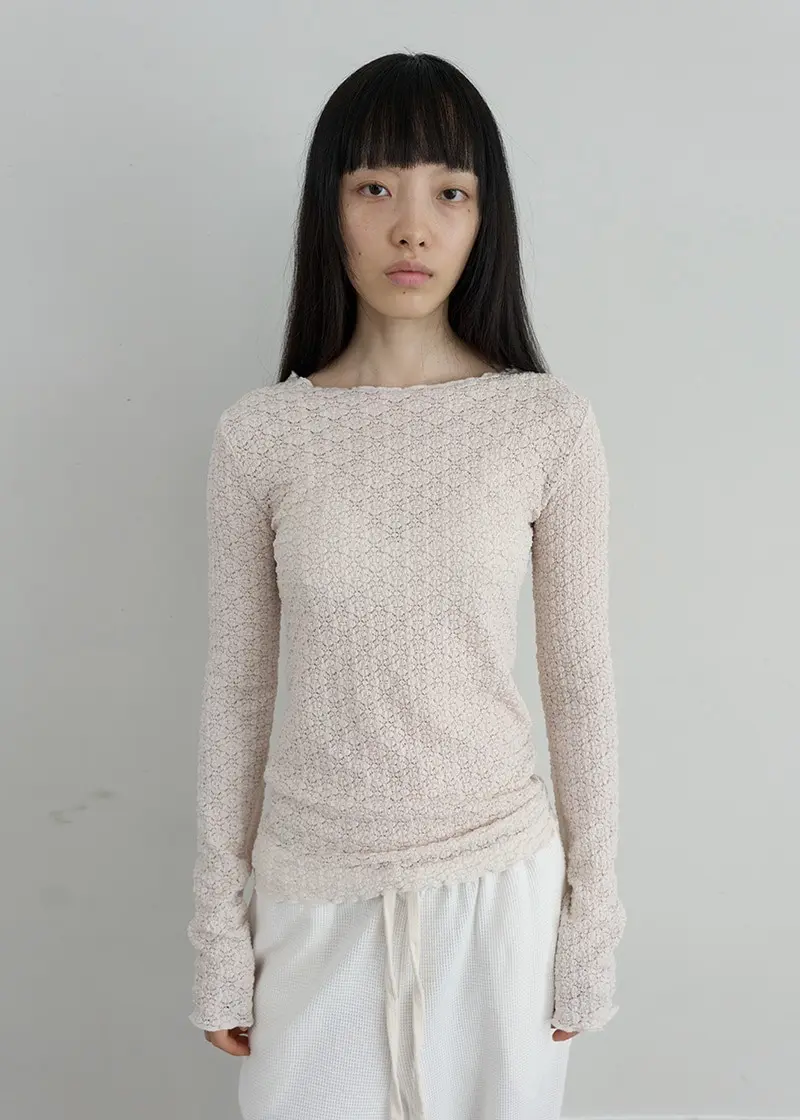 Lace Long Sleeve Top (Ivory)