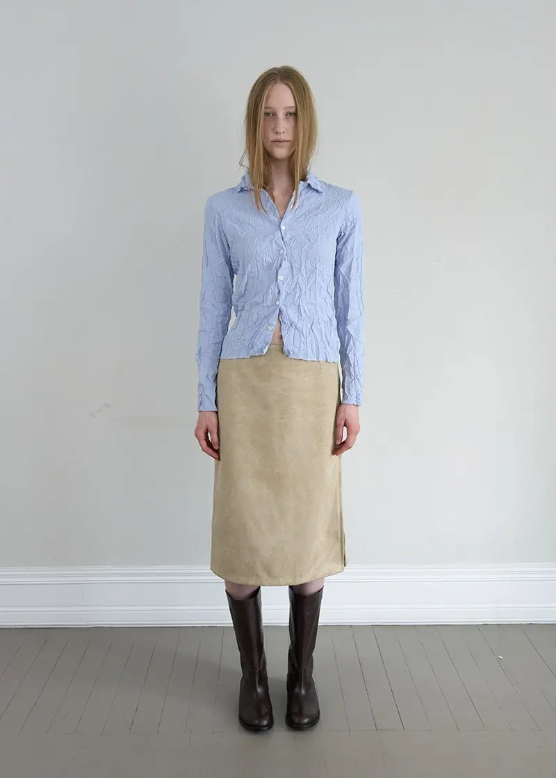 Suede Side Zip Skirt (Camel)