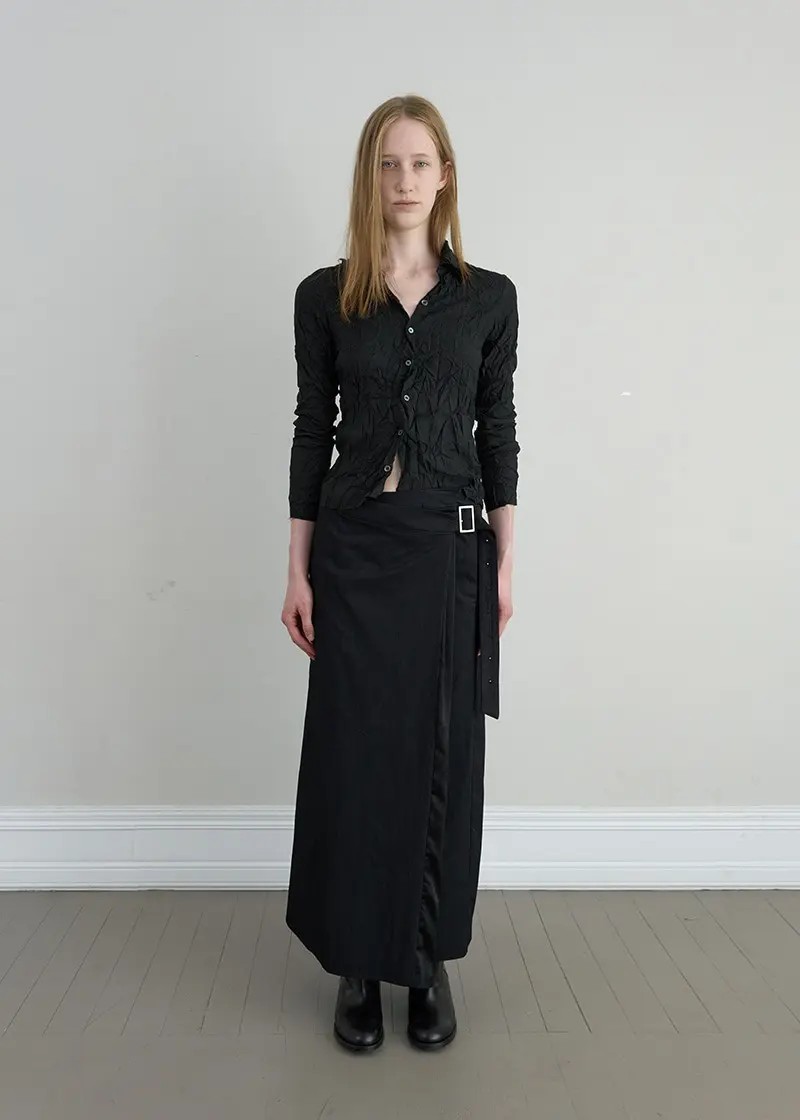 Two-Way Maxi Wrap Skirt (Black)