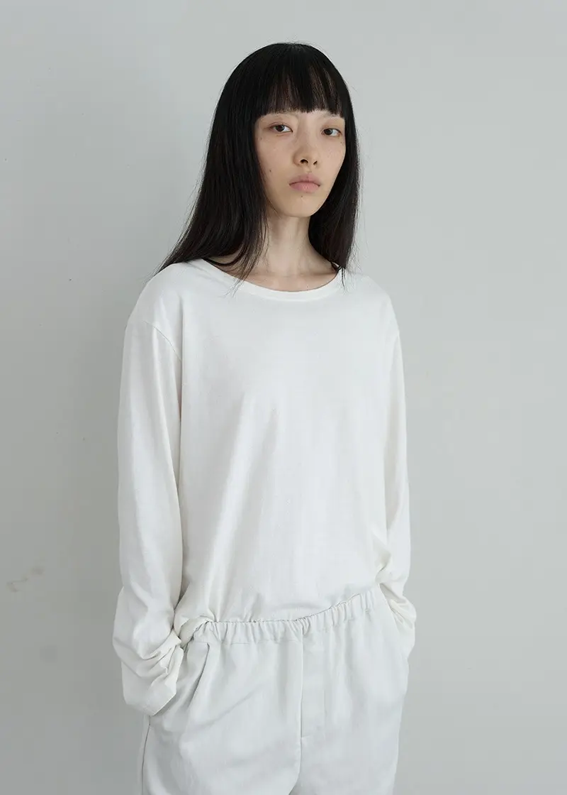 Vintage Textured Long Sleeve Top (Ivory)