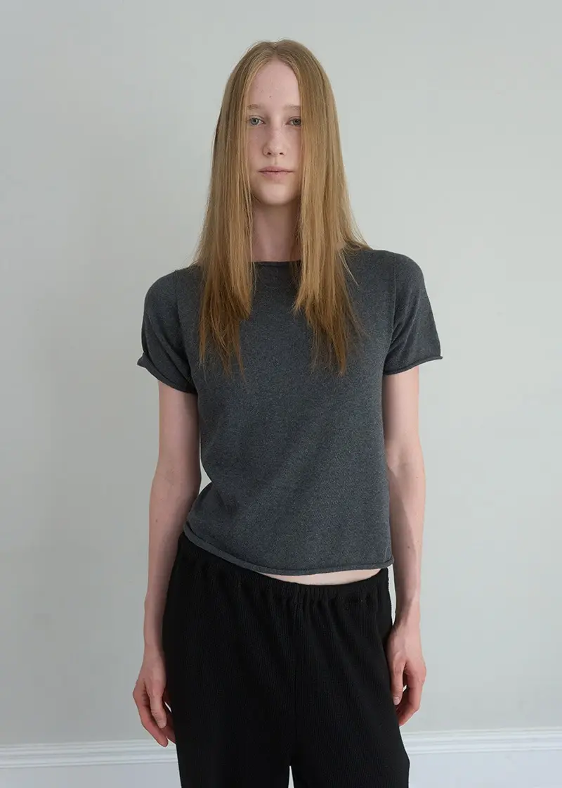 Whole Garment Half Sleeve Knit (Charcoal)