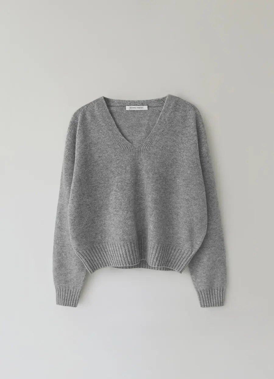 Erin Wool V-Neck Pullover (Gray)