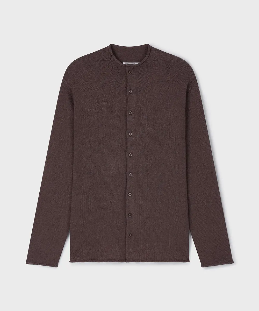 Rolled Edge Cardigan (Cocoa)