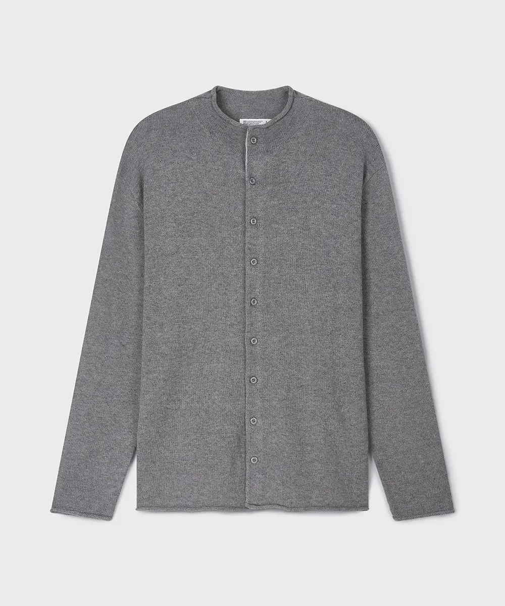 Rolled Edge Cardigan (Melange Gray)