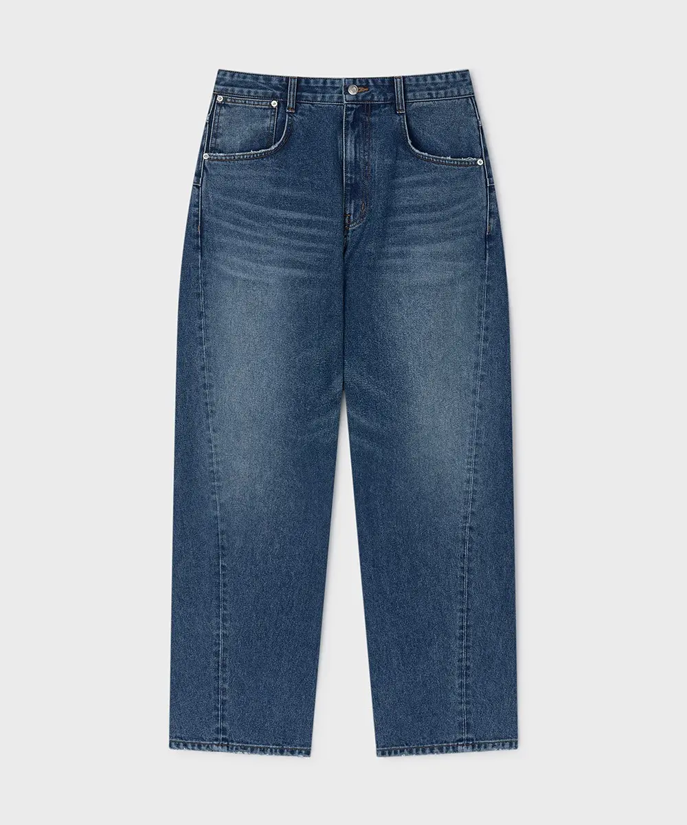 Arched Denim Pants (Mid Blue)