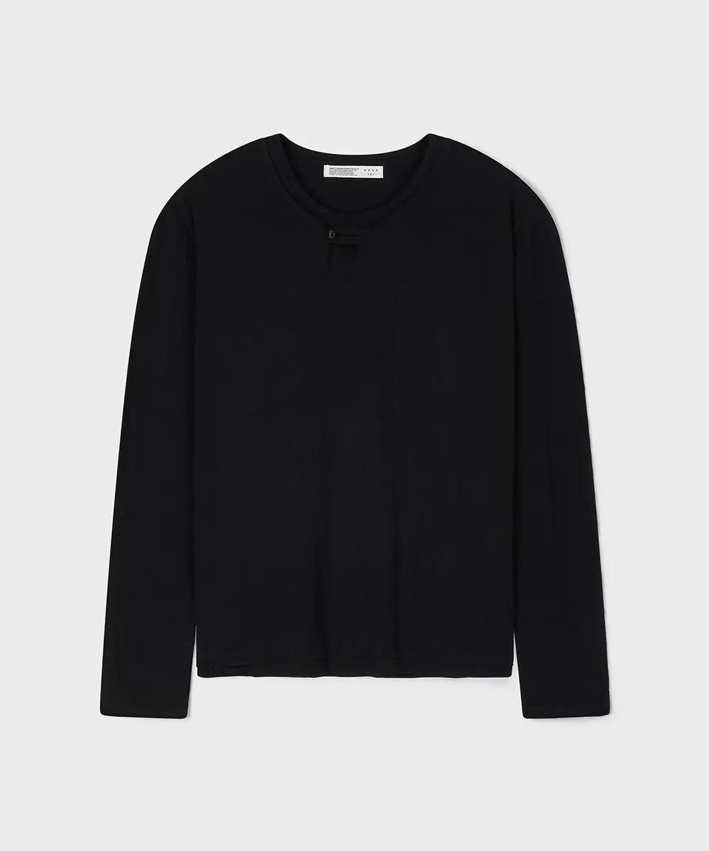 Layered Henley T-Shirts (Black)