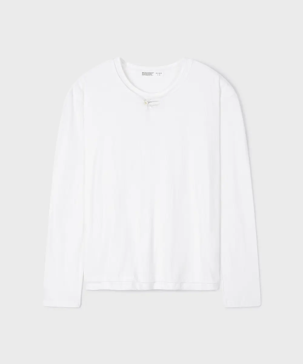 Layered Henley T-Shirts (White)