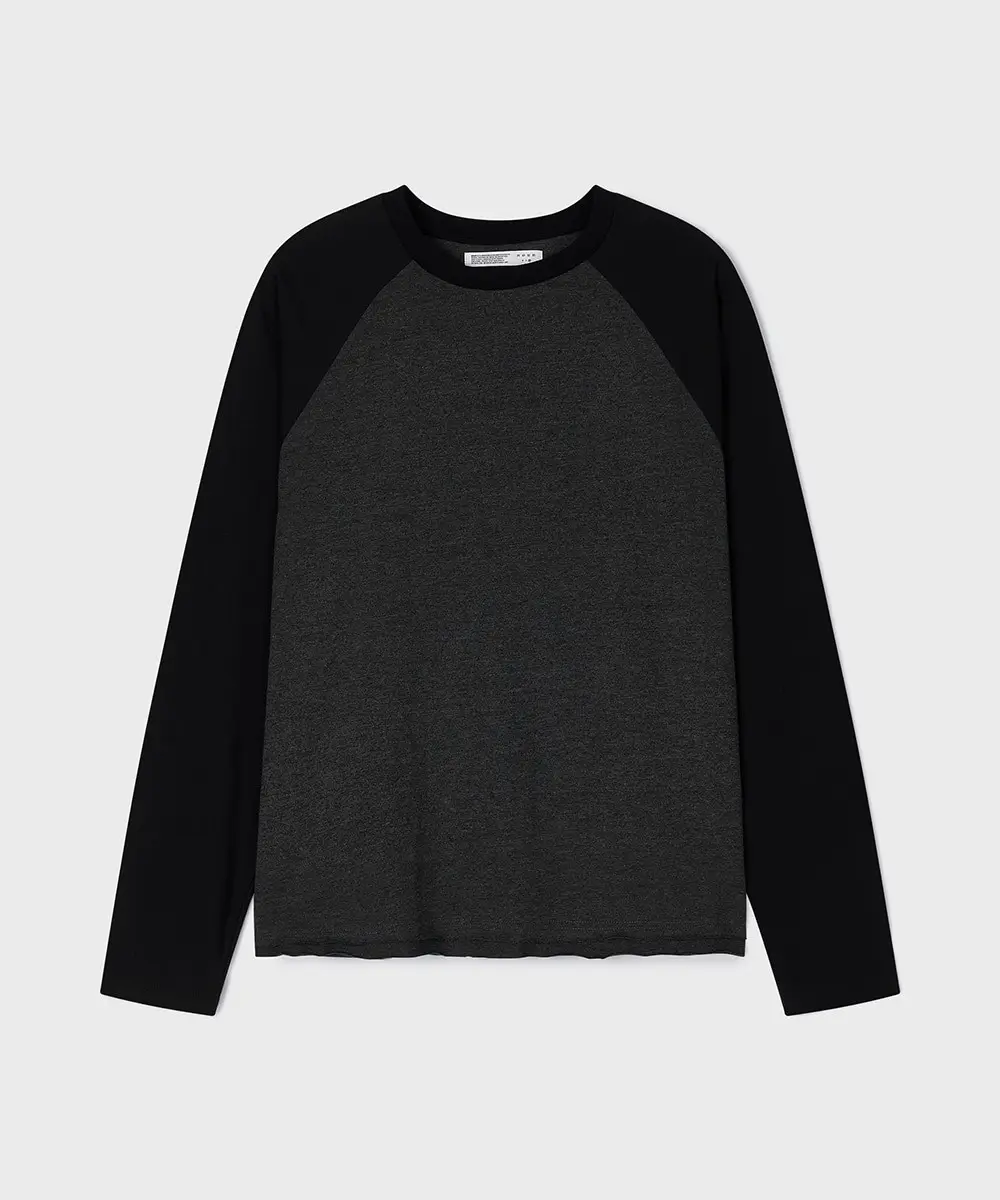 Raw Edge Raglan T-Shirts (Black)