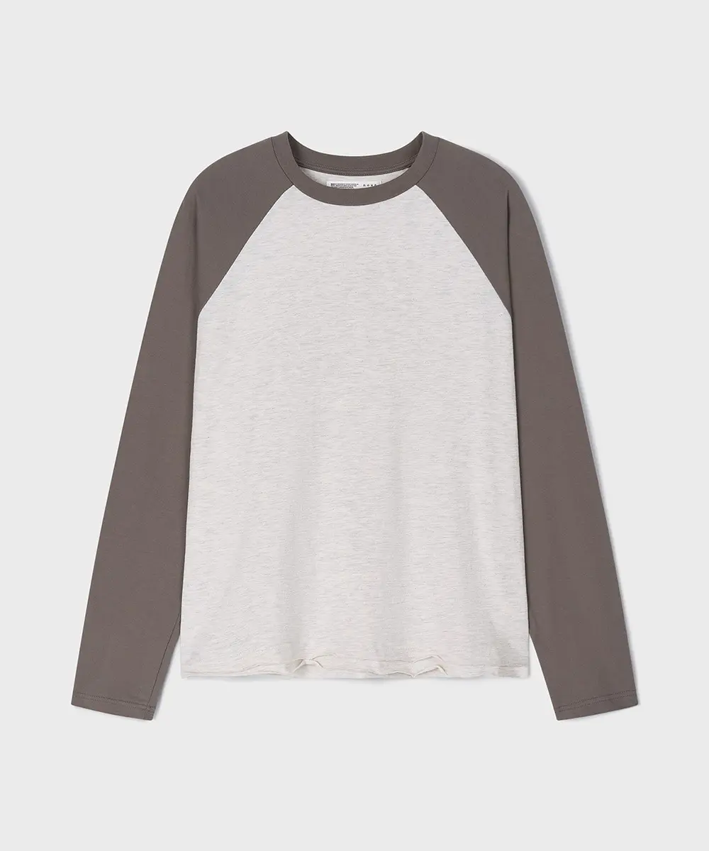 Raw Edge Raglan T-Shirts (Khaki)