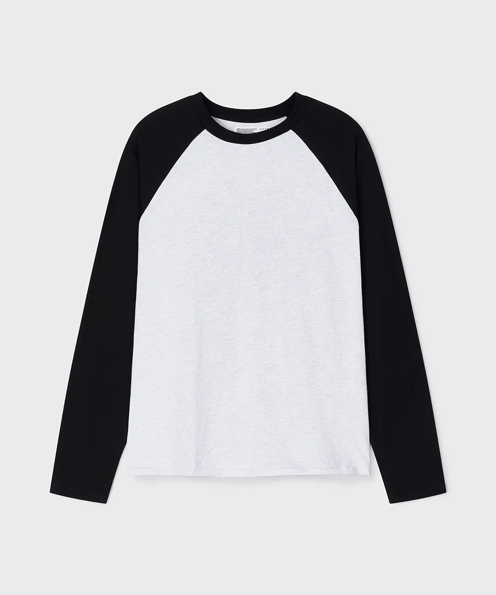 Raw Edge Raglan T-Shirts (Navy)