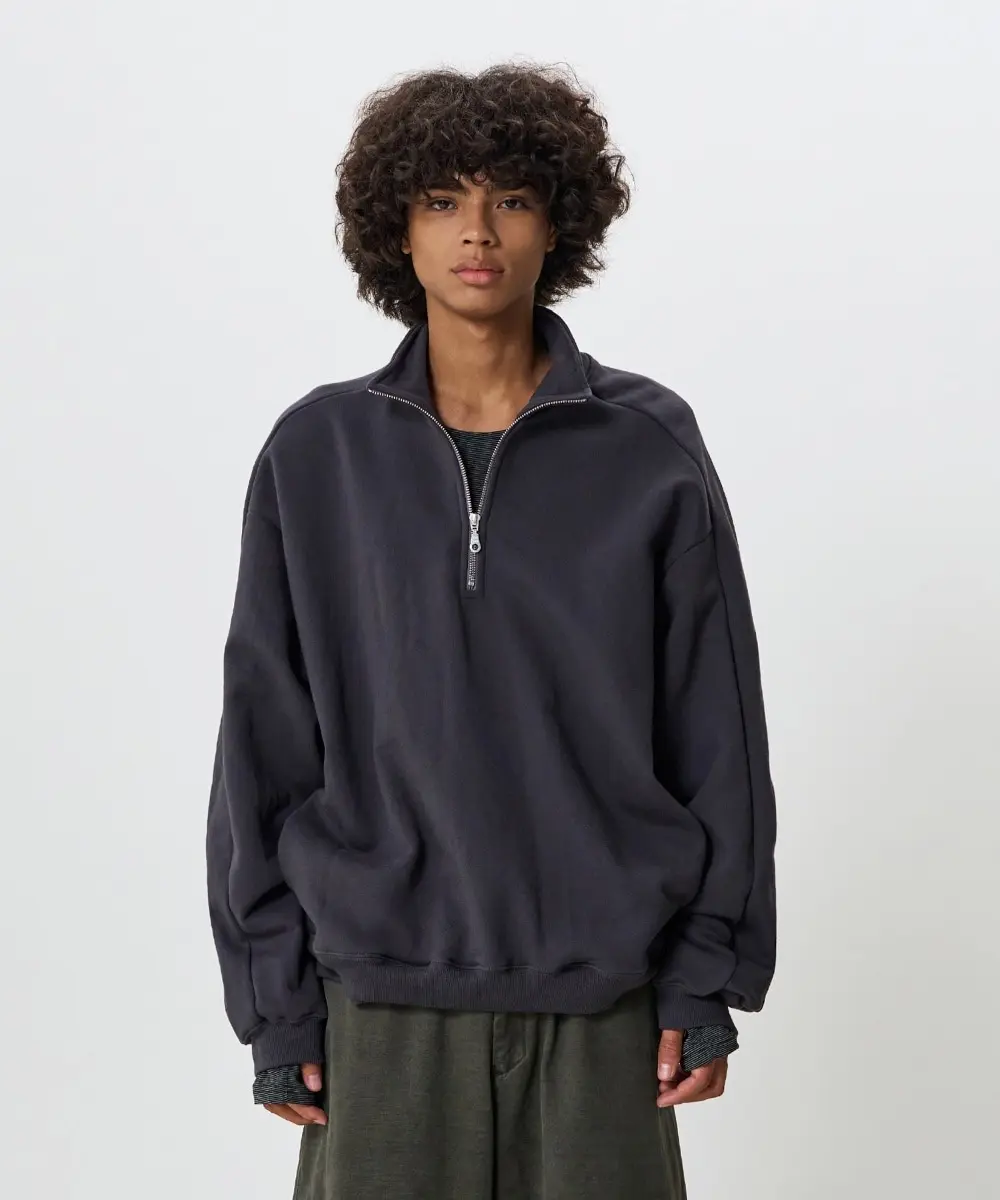 Half Zip Up Sweat Shirts (Charcoal)