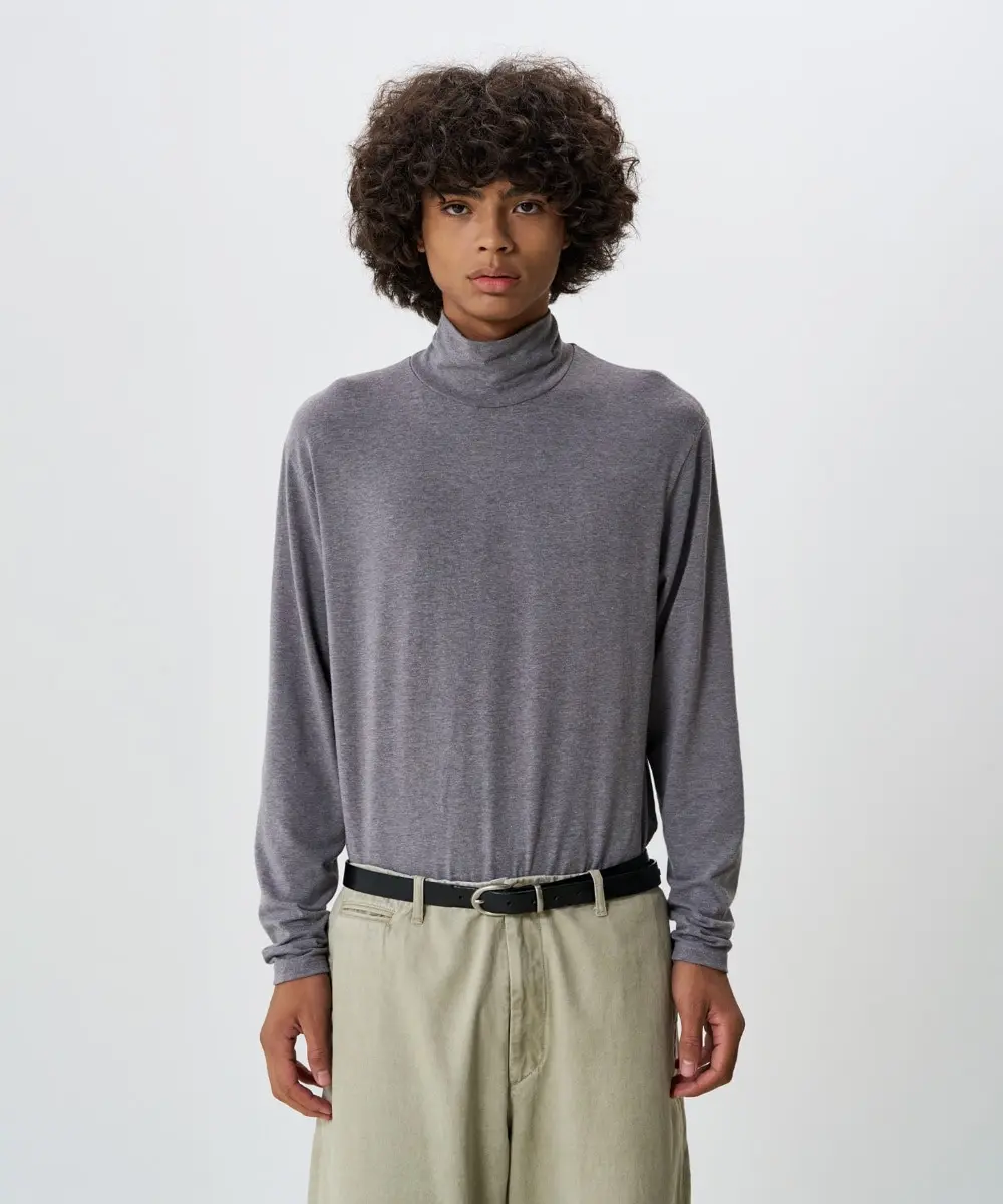 Mellow Turtle Neck T-Shirts (Melange Gray)