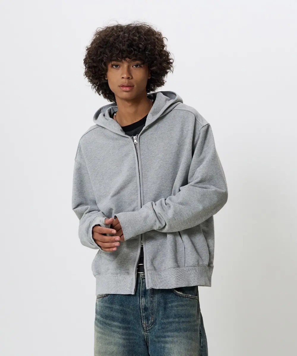 Rail Hood Zip-Up Sweat (Melange Gray)