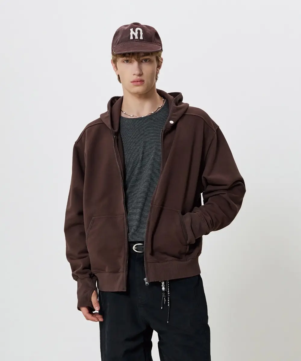 Rail Hood Zip-Up Sweat (Brick Brown)