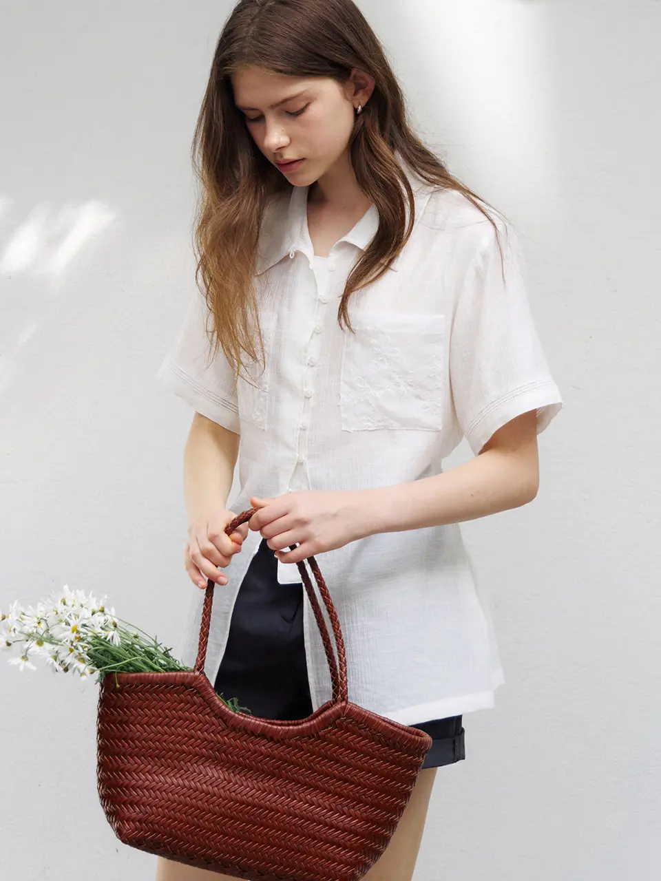 lace point wrinkle shirt (ivory) orc 6049